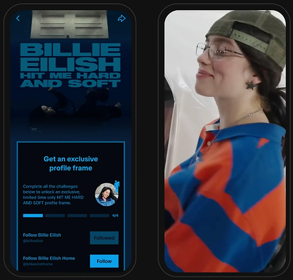 Billie Eilish campaign — exclusive profile frame task and campaign video
