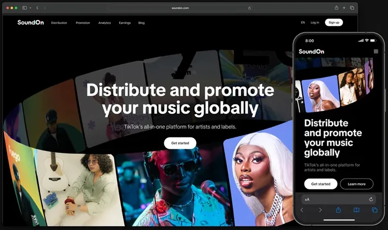 SoundOn rebranded website — Distribute and promote your music globally