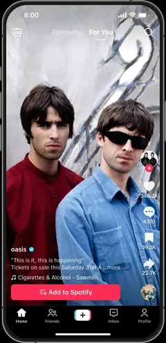 For You Page — Add to Spotify in feed