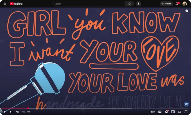 A lyric video on YouTube