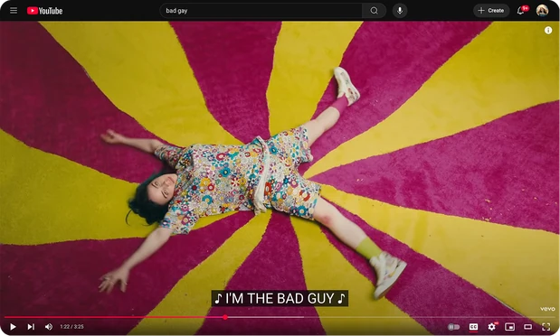 A music video on YouTube