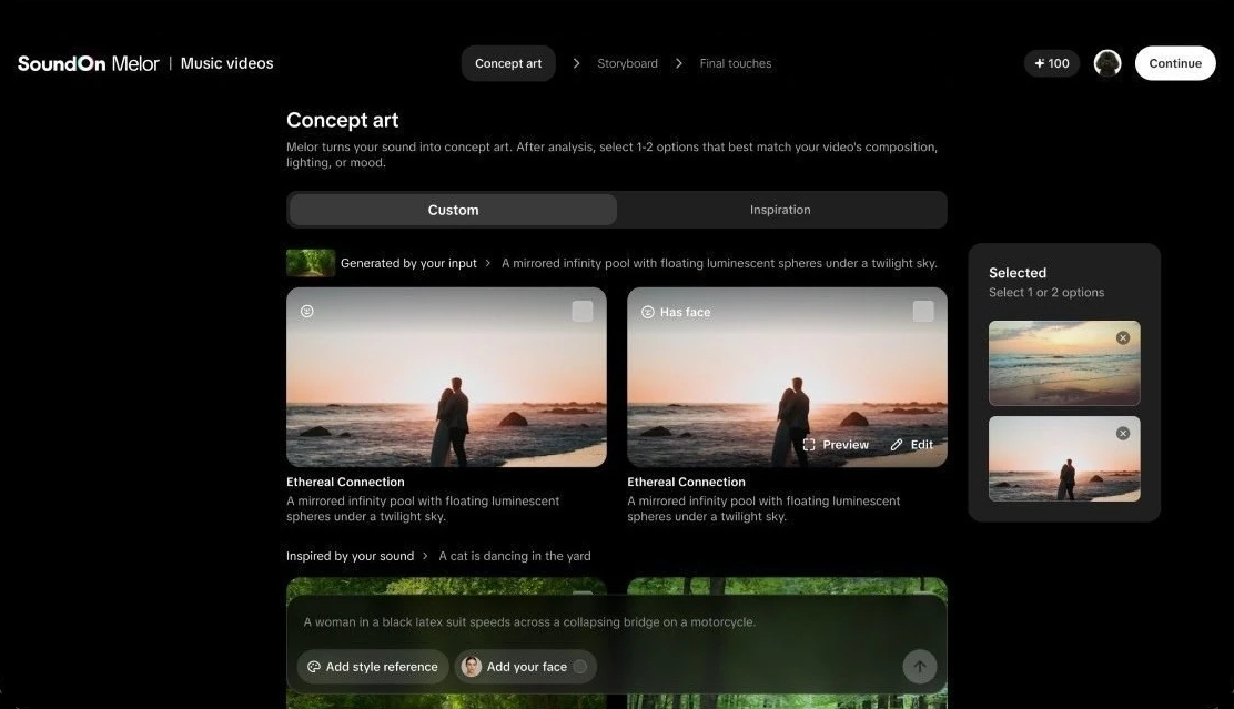 Melor — Concept art step: generated options to pick 1–2 from