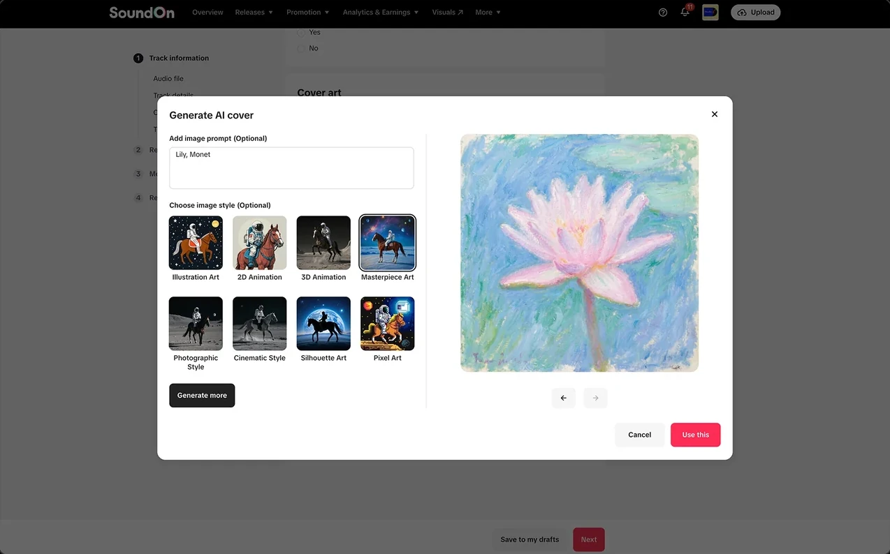 AI cover art generator
